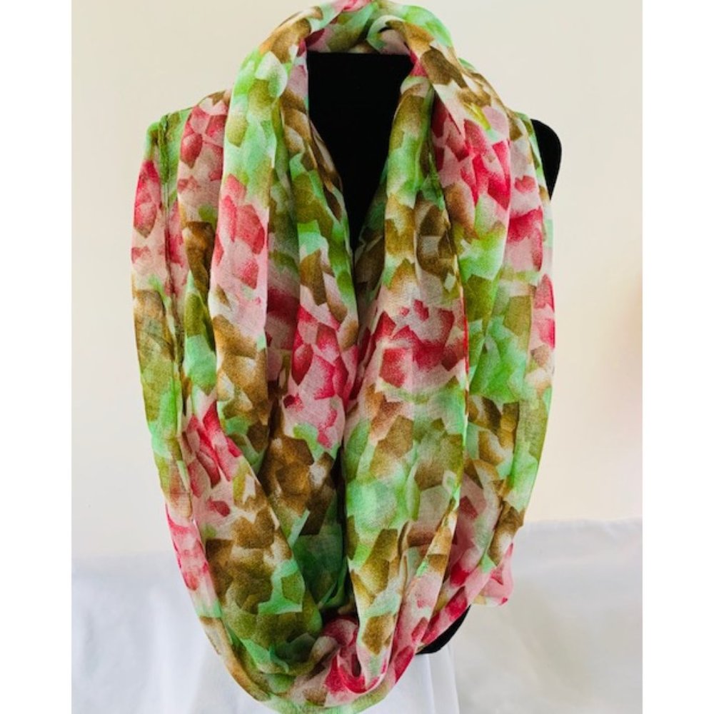 Multitone Print Infinity Scarf - Green